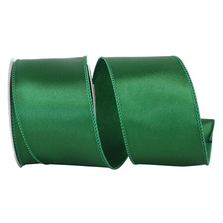 Reliant Ribbon 2.5 in. Satin Value Wired Edge Ribbon, Emerald - 10 Yards 92575W-510-40F